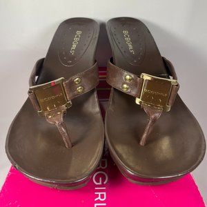 BCBGirls BCBG Yardley Women’s Platform Wedge Heel Thong Sandal Brown Size 6M
